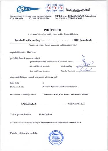 odborná montáž a demontáž lešenia.