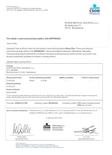 poistenie firmy.
